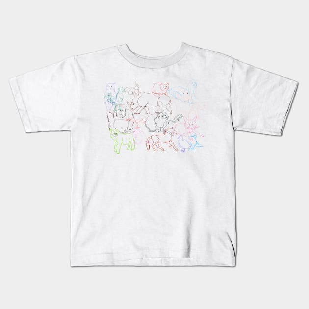 Abstract Animals Kids T-Shirt by minniemorrisart